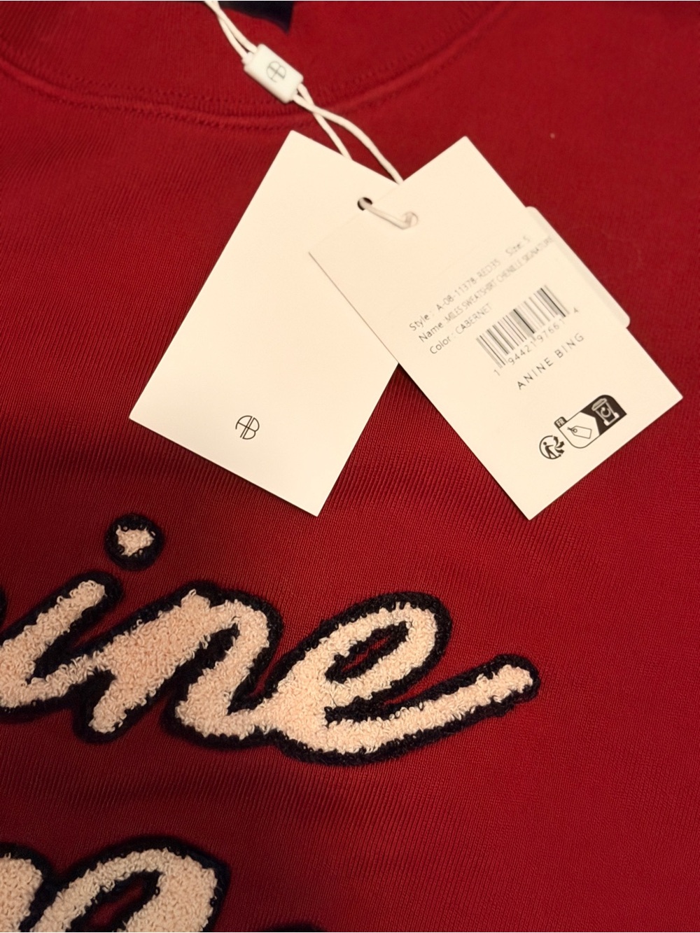Brand 🆕 Anine Bing Miles Chenille Signature Sweatshirt - Picture 7 of 8